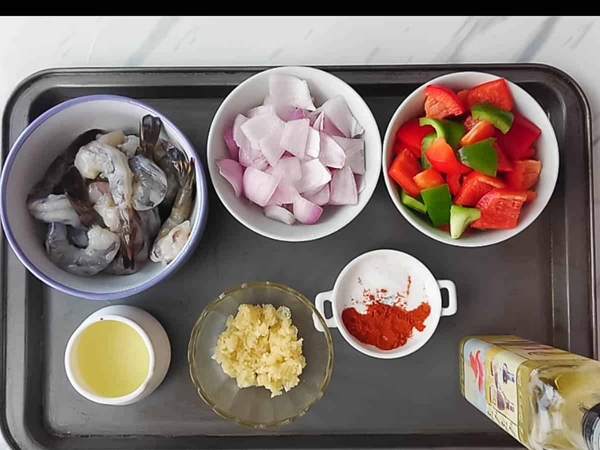 ingredients for garlic prawns