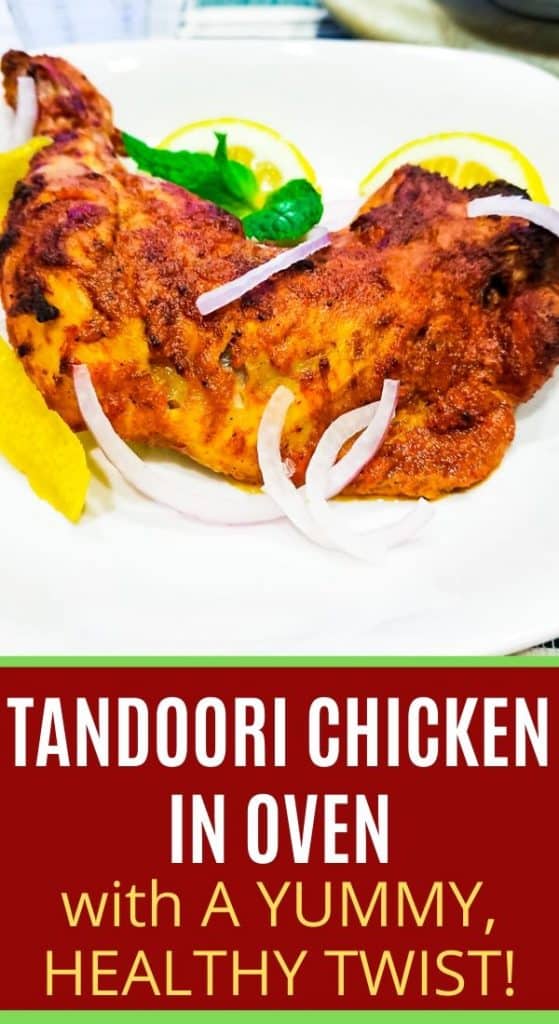 close-up view of Indian tandoori chicken on a white ceramic plate.