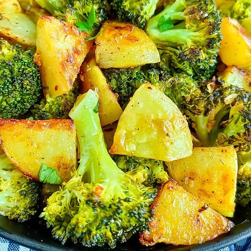 Roasted broccoli and potatoes.
