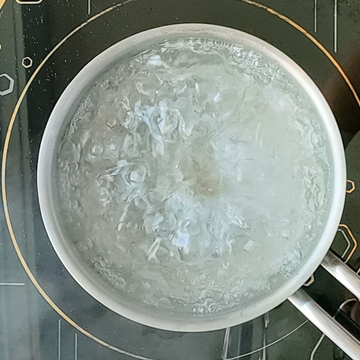 Water boiling in a pan.