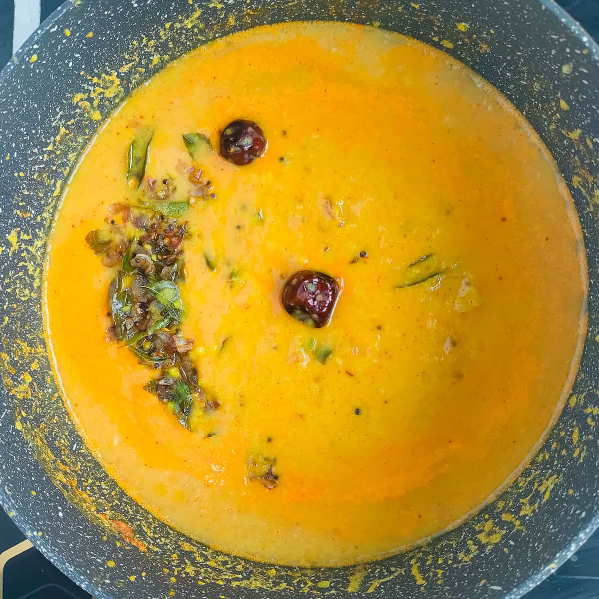 Kerala parippu curry in a pot.