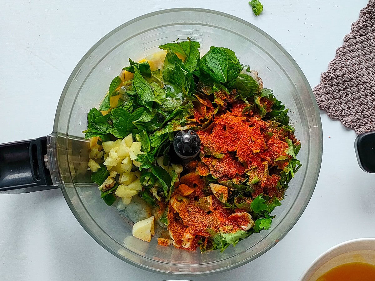 Easy Shrimp Fritters | Prawn Cutlets (no deep frying) Shrimps with aromatics, herbs and spices in a food processor.