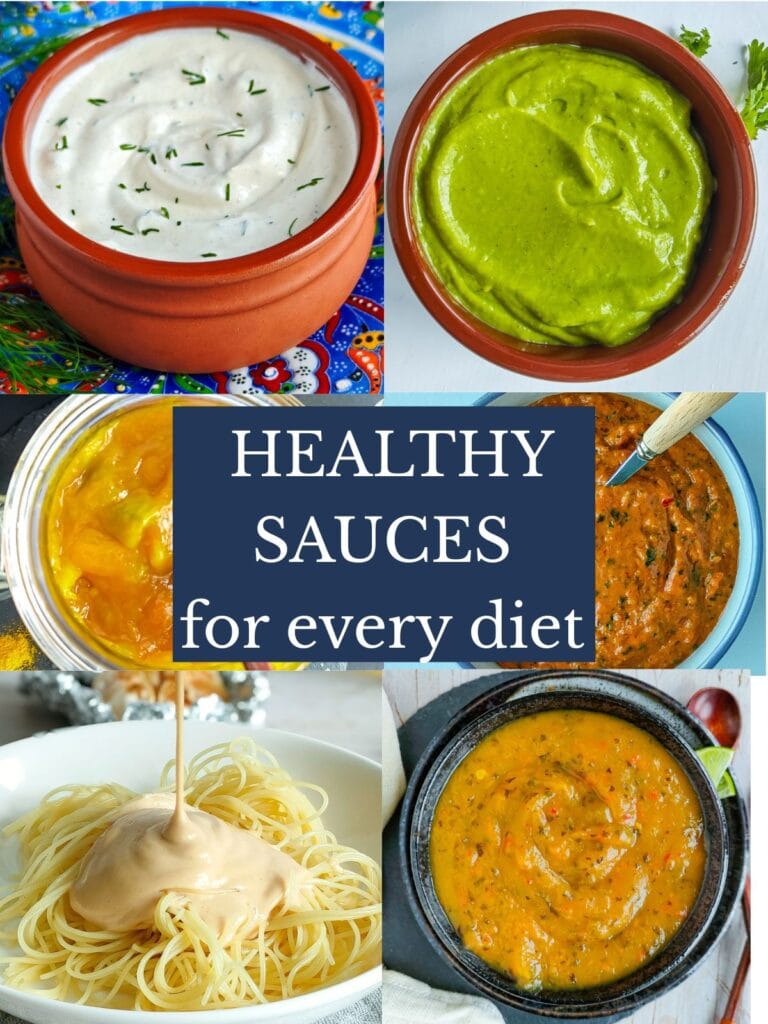 A collage of healthy sauce recipes